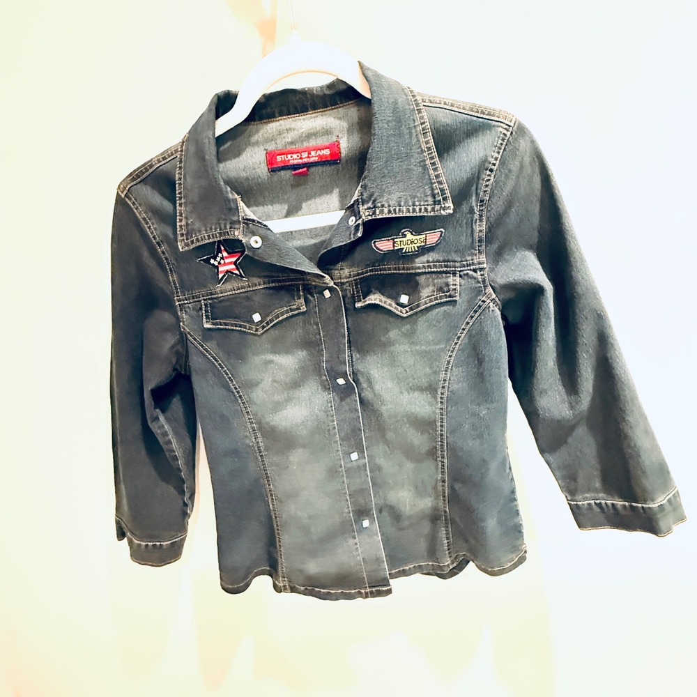 Studio Si Jeans Denim Jacket Patches‎ Western Style Kids Size 11